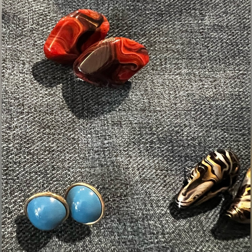 Lot Of 8 Pair Mixed Medium Retro Vintage 1980s Pierced Earrings Art Deco 80s - Picture 6 of 10
